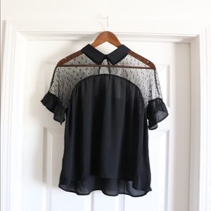 Black lace sheer top
